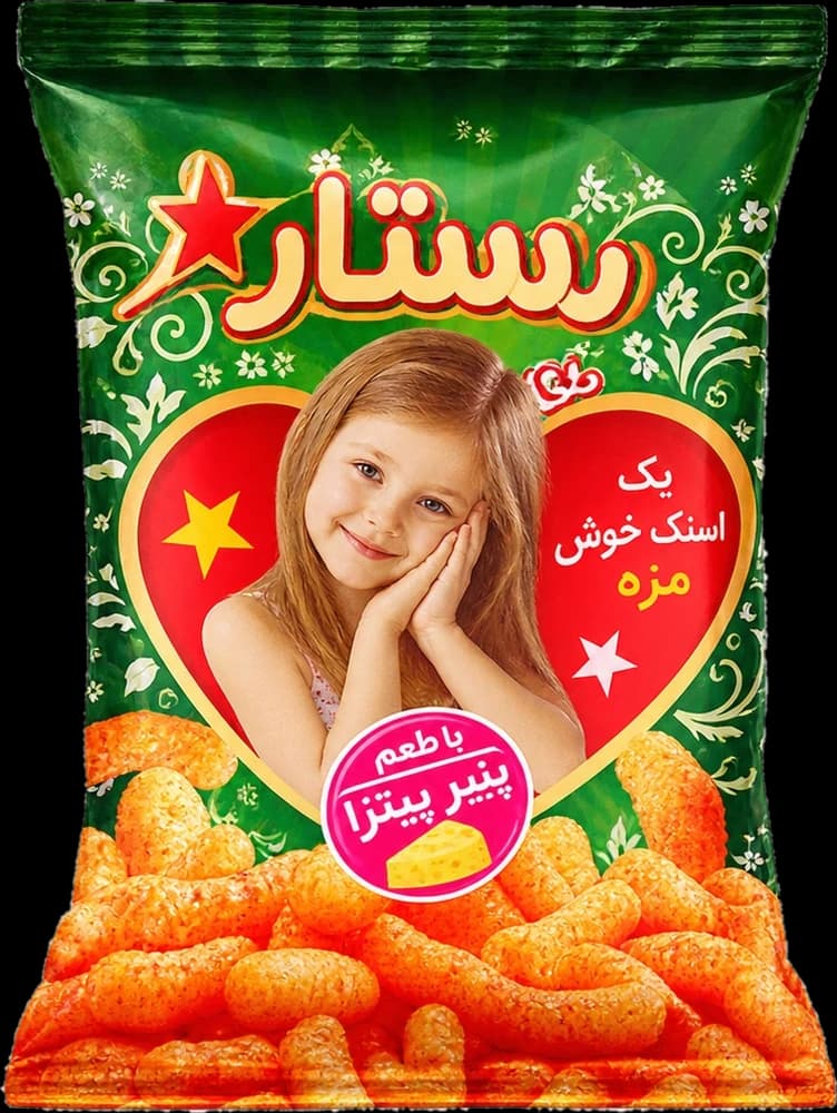 Sitar pizza-cheese corn puffs in a green pack