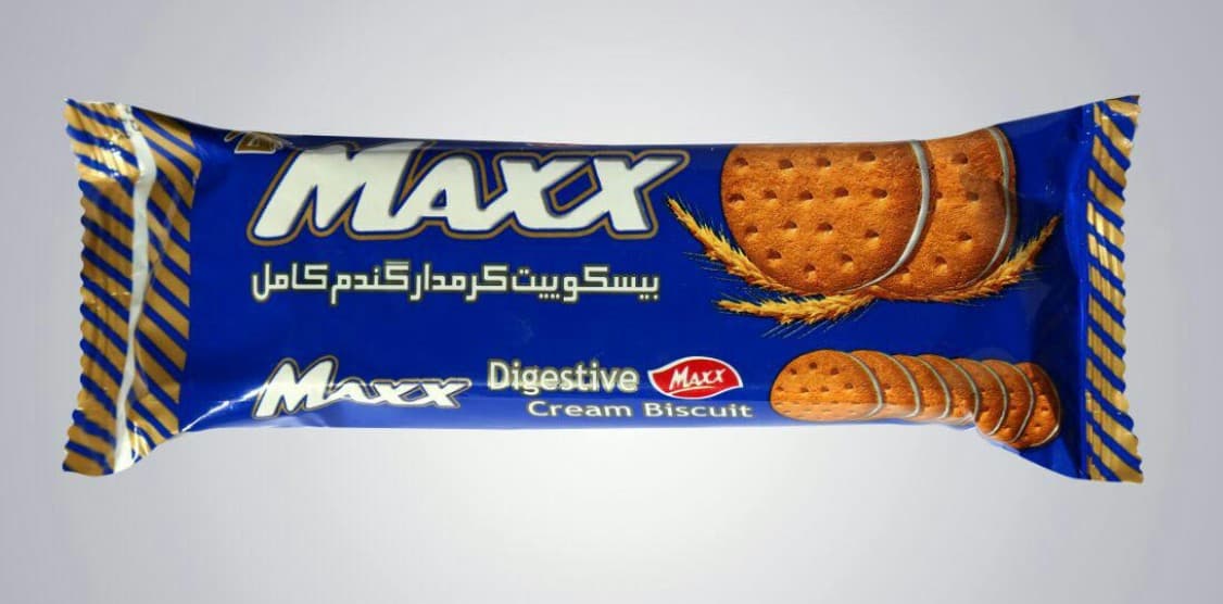 A pack of Maxx digestive cream biscuits
